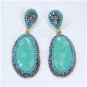 Fashion Gem and Crystals Single Drop Earrings