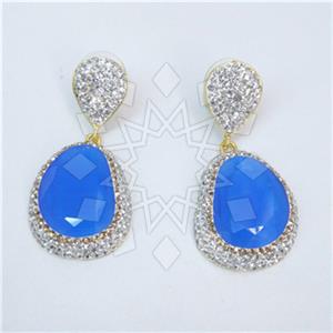 Fashion Gem and Crystals Single Drop Earrings