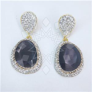 Fashion Gem and Crystals Single Drop Earrings