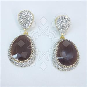 Fashion Gem and Crystals Single Drop Earrings