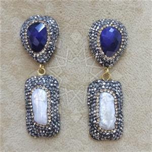 Fashion Gem and Crystals Single Drop Earrings