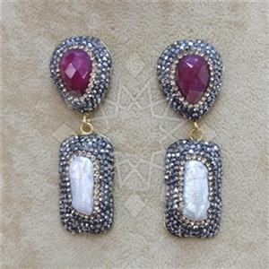 Fashion Gem and Crystals Single Drop Earrings