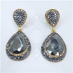 Fashion Gem and Crystals Single Drop Earrings