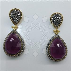 Fashion Gem and Crystals Single Drop Earrings