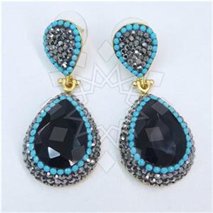 Fashion Gem and Crystals Single Drop Earrings