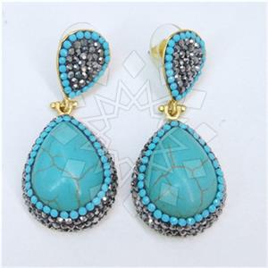 Fashion Gem and Crystals Single Drop Earrings