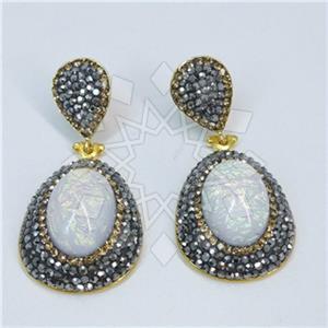 Fashion Gem and Crystals Single Drop Earrings