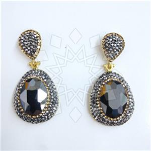 Fashion Gem and Crystals Single Drop Earrings
