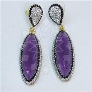 Fashion Gem and Crystals Single Drop Earrings