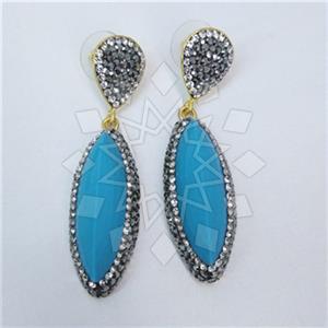 Fashion Gem and Crystals Single Drop Earrings