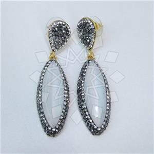 Fashion Gem and Crystals Single Drop Earrings
