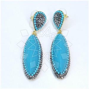Fashion Gem and Crystals Single Drop Earrings