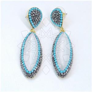 Fashion Gem and Crystals Single Drop Earrings