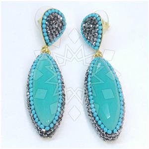 Fashion Gem and Crystals Single Drop Earrings