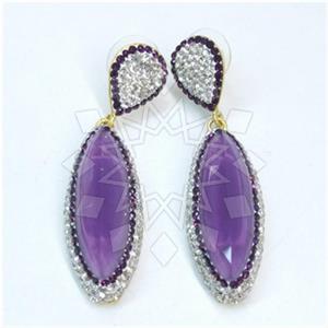 Fashion Gem and Crystals Single Drop Earrings