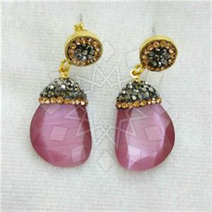 Fashion Gem and Crystals Dangle Earrings