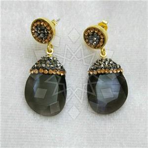 Fashion Gem and Crystals Dangle Earrings
