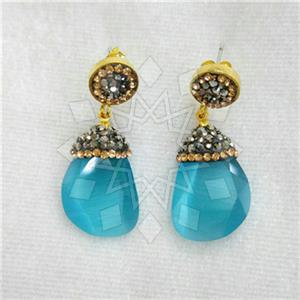 Fashion Gem and Crystals Dangle Earrings