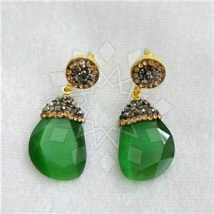 Fashion Gem and Crystals Dangle Earrings