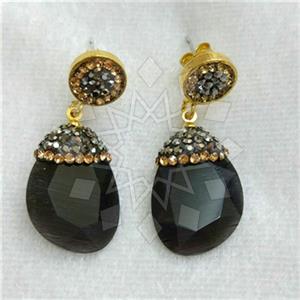 Fashion Gem and Crystals Dangle Earrings