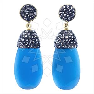 Fashion Gem and Crystals Dangle Earrings