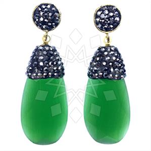 Fashion Gem and Crystals Dangle Earrings