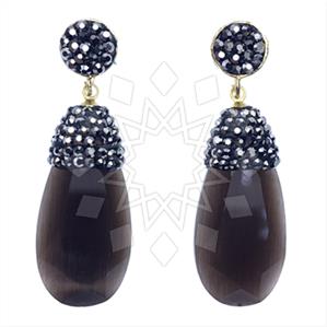 Fashion Gem and Crystals Dangle Earrings