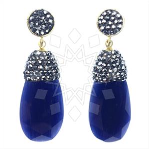 Fashion Gem and Crystals Dangle Earrings