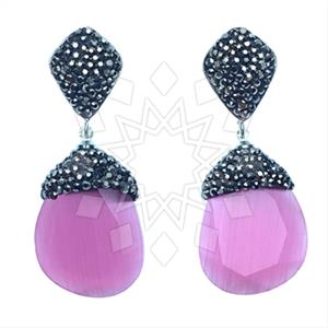 Fashion Gem and Crystals Single Drop Earrings