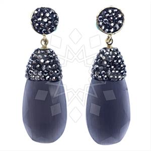 Fashion Gem and Crystals Single Drop Earrings