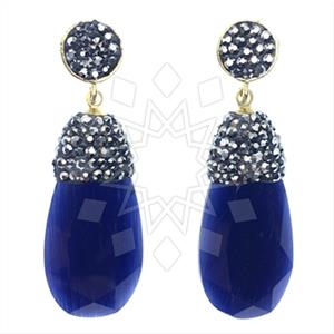 Fashion Gem and Crystals Single Drop Earrings