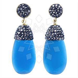 Fashion Gem and Crystals Single Drop Earrings