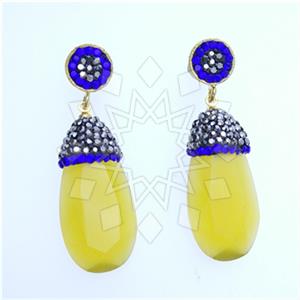 Fashion Gem and Crystals Single Drop Earrings