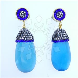Fashion Gem and Crystals Single Drop Earrings