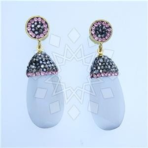 Fashion Gem and Crystals Single Drop Earrings