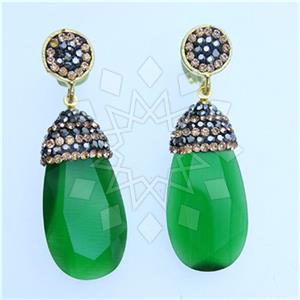 Fashion Gem and Crystals Single Drop Earrings