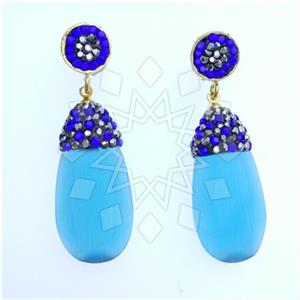 Fashion Gem and Crystals Single Drop Earrings