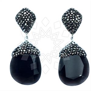 Fashion Gem and Crystals Single Drop Earrings