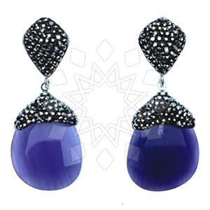 Fashion Gem and Crystals Single Drop Earrings
