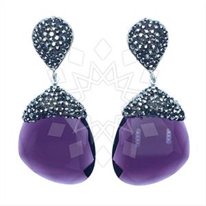 Fashion Gem and Crystals Single Drop Earrings