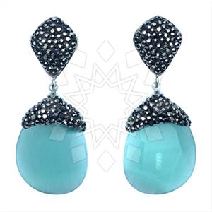 Fashion Gem and Crystals Single Drop Earrings