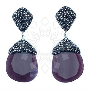 Fashion Gem and Crystals Single Drop Earrings