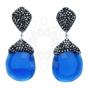 Fashion Gem and Crystals Single Drop Earrings