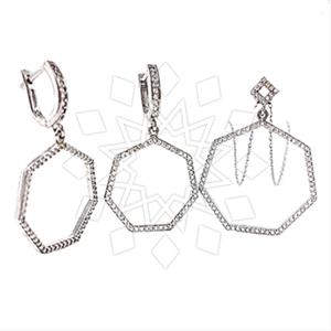 925 Sterling Silver Geometric Earrings Necklace Sets