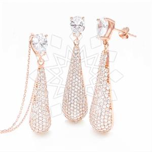 925 Sterling Silver Geometric Earrings Necklace Sets
