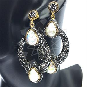 925 Sterling Silver Gem and Crystals Statement Earring
