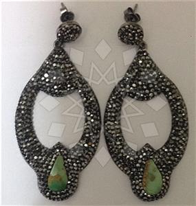 925 Sterling Silver Gem and Crystals Statement Earring