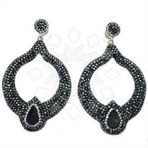 925 Sterling Silver Gem and Crystals Statement Earring