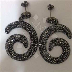 925 Sterling Silver Gem and Crystals Single Drop Earrings