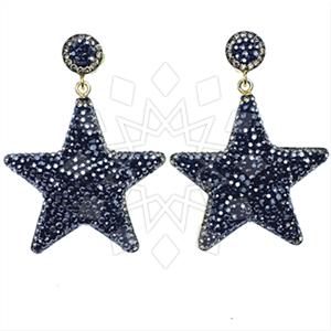 925 Sterling Silver Gem and Crystals Single Drop Earrings